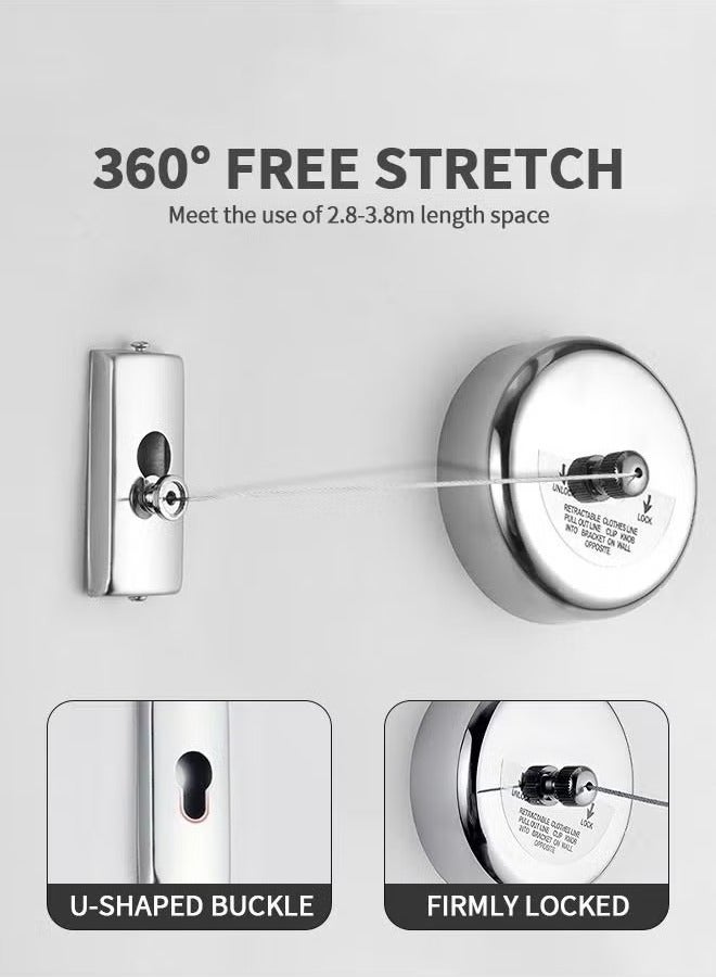 Bukela Retractable Clothesline,304 Stainless Steel Clothing Line For Hanging Drying Indoor Room Bathroom Laundry Outdoor - Image 5