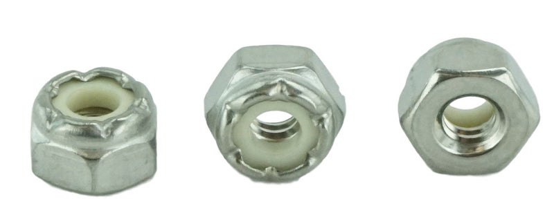 Chenango Supply Stainless 10-32 Nylock Hex Nut, Stainless Steel 18-8, Machine Thread (100 pcs, 10-32 Nylock Nut) - Image 1