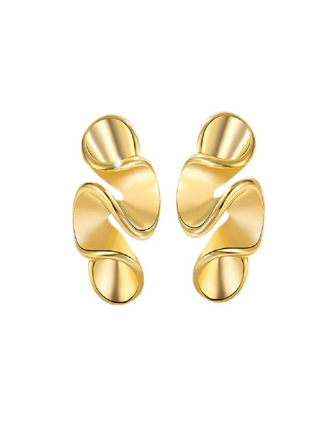 DATOA Gold Dainty Tiny Gold Stud Earrings Geometry Spiral Gold Earrings for Women Trendy - Gold - Image 1