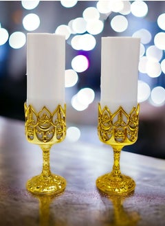 Generic Battery Operated Light Candles with Gold Holder Set of 2, Romantic LED Light Up Candles Smokeless Aromatic Candles Decorative Candles for Home Office Special Events (White)  - Image 4
