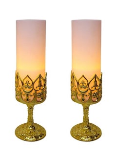 Generic Battery Operated Light Candles with Gold Holder Set of 2, Romantic LED Light Up Candles Smokeless Aromatic Candles Decorative Candles for Home Office Special Events (White)  - Image 2