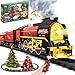 FuBegi Christmas Train Set for around under The Tree Electric Christmas Tree Train with Remote Sound Smoke Light Steam Locomotive Xmas Christmas Train Toy Gift for Kids Boy Girl Glowing Passenger Carriage - Image 2