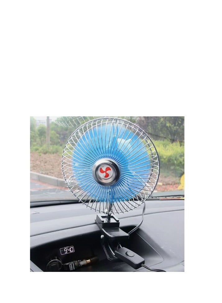 10-inch Blue Fan With Clip And Operating Button, Works On A 12-volt Car Lighter. - Image 1