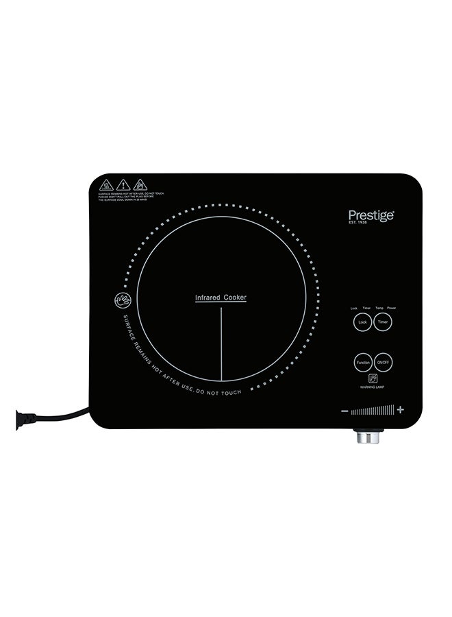 Prestige Single Infrared Cooking Plate for Cooking | Portable Electric Hob with Temperature Control & Crystallite Glass Plates | Easy to Clean PR50358 Black - Image 1
