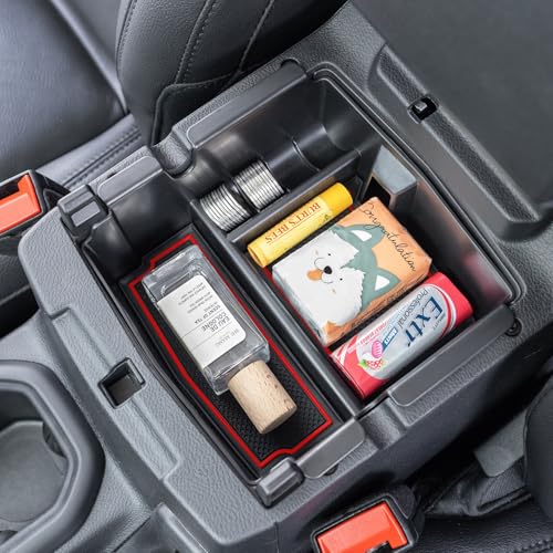 PIMCAR Center Console Organizer for Jeep Wrangler JLJLU 20182026 Gladiator JT 20202026 Armrest Storage Tray Interior Accessories Not for JKJKU Red Liner Trim - Image 3