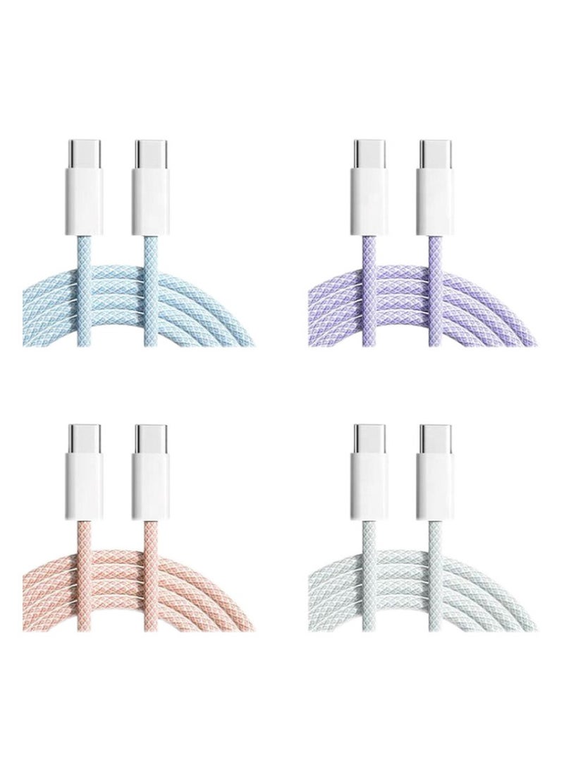 USB Type-C to Type-C Braided Charging Cable, 1 Meter, 5A 60 Watts, Fast Charging Cable, C to C, (Purple)