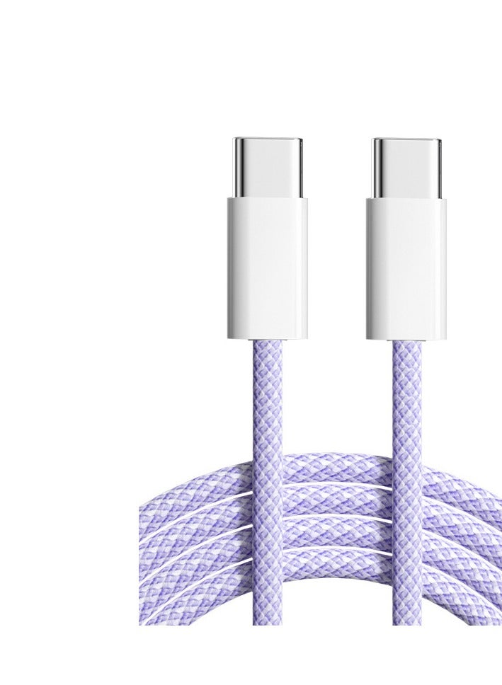 USB Type-C to Type-C Braided Charging Cable, 1 Meter, 5A 60 Watts, Fast Charging Cable, C to C, (Purple)