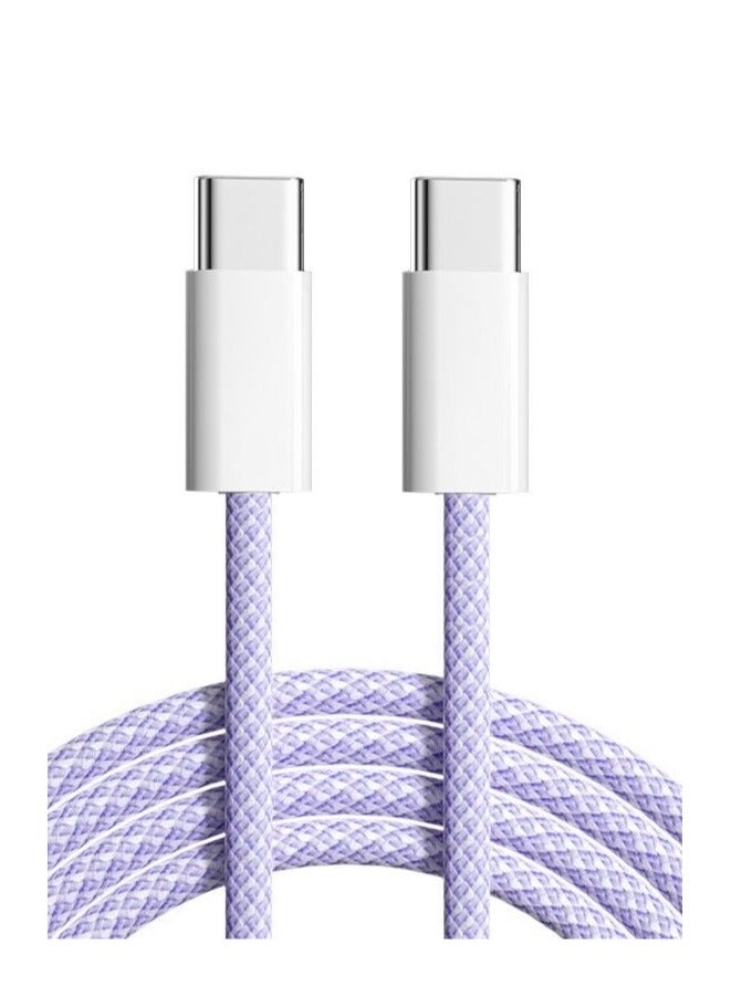 USB Type-C to Type-C Braided Charging Cable, 1 Meter, 5A 60 Watts, Fast Charging Cable, C to C, (Purple)