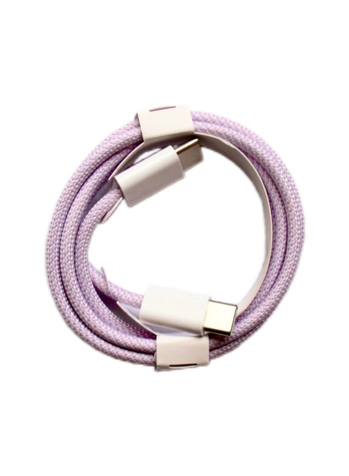 USB Type-C to Type-C Braided Charging Cable, 1 Meter, 5A 60 Watts, Fast Charging Cable, C to C, (Purple)