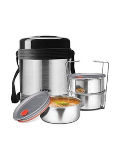 Milton MILTON Legend Deluxe 3 Stainless Steel Containers with Steam Vent 200 ml Each, Hot & Cold Leak-Proof Insulated Lunch Box for Office, College, Picnic, Silver  - Image 1