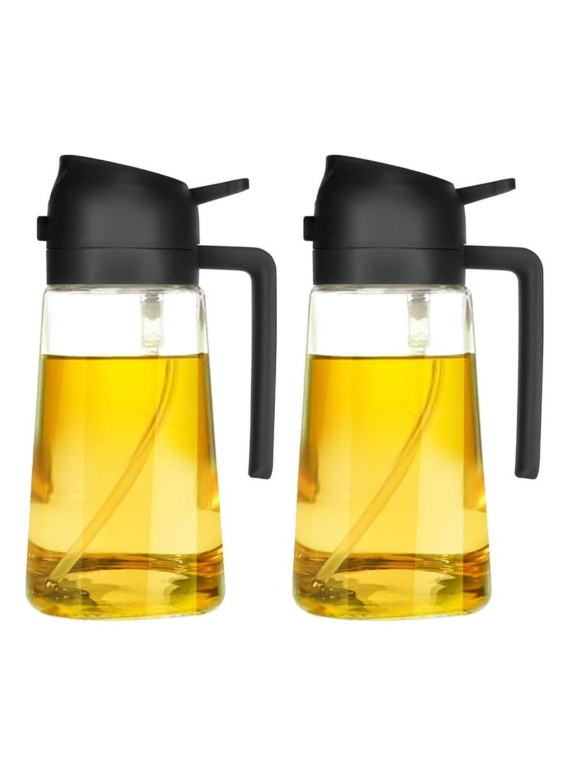 Meishida 16oz Olive Oil Dispenser Bottle for Kitchen - 2 in 1 Oil Dispenser and Oil Sprayer for Cooking, Air Fryer, Salad, 470ml Olive Oil Sprayer 2 Black  - Image 1