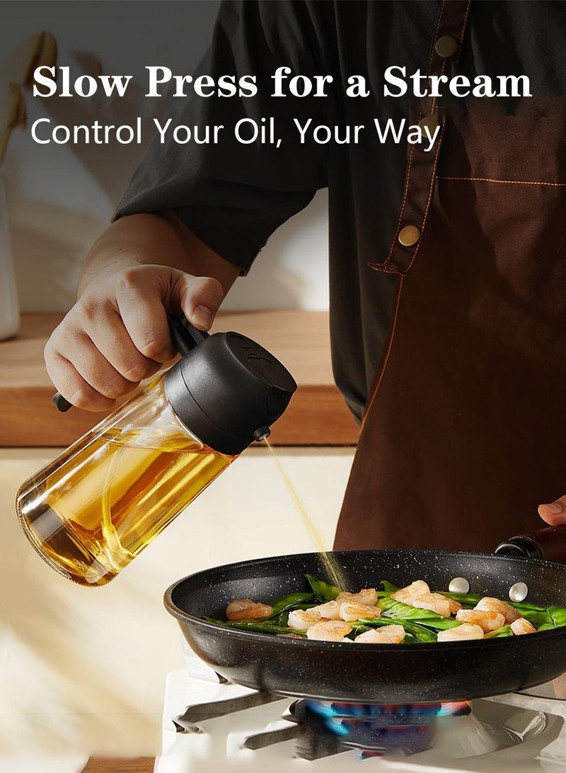 Meishida 16oz Olive Oil Dispenser Bottle for Kitchen - 2 in 1 Oil Dispenser and Oil Sprayer for Cooking, Air Fryer, Salad, 470ml Olive Oil Sprayer 2 Black  - Image 4