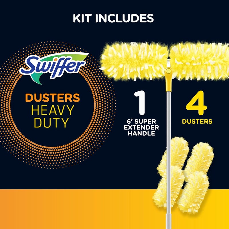 Swiffer Dusters Heavy Duty Starter Kit with 4 Refills and 6ft Extender Handle - Image 2