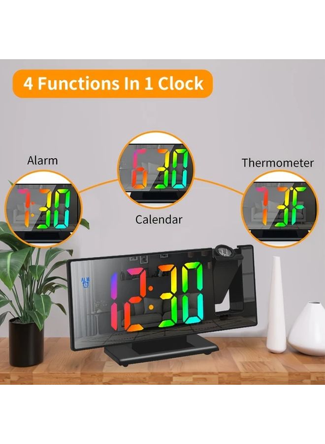 Black Digital Projection Alarm Clock USB Powered Large LED Screen Time Date Temperature Display - Image 3