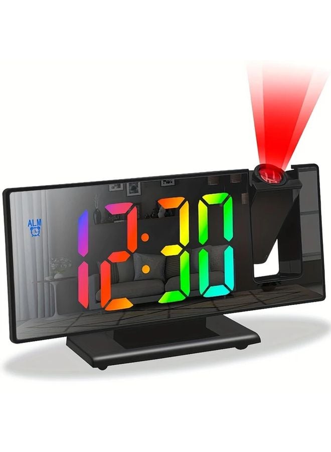 Black Digital Projection Alarm Clock USB Powered Large LED Screen Time Date Temperature Display - Image 5