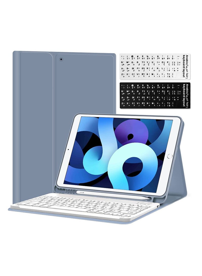 انفوسن متوافق مع حافظة لوحة مفاتيح iPad مقاس 10.2 بوصة، مع لوحة مفاتيح لاسلكية مغناطيسية قابلة للإزالة، مناسبة لجهاز iPad 10.2 بوصة جيل 7 8 9 - رمادي - Image 1