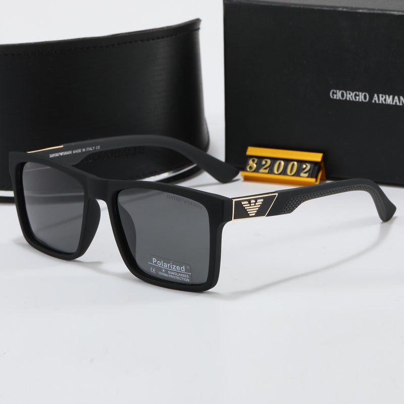 Armani Fashion Design Men's 0EA82002 Rectangle Sunglasses Black Frame Grey Lenses - Image 1