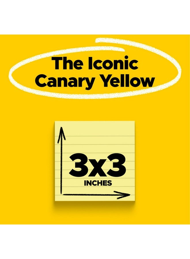 Post-it Notes, 3 in x 3 in ,6 Pads, Canary Yellow, Lined, America's #1 Favorite Sticky Notes, Clean Removal, Recyclable - Image 2