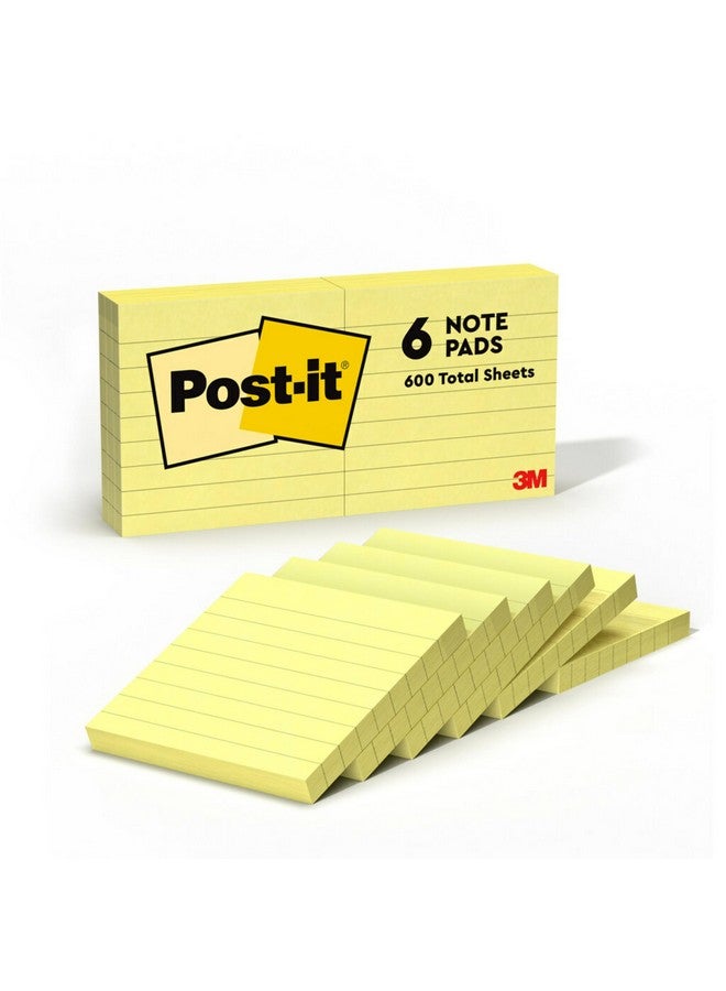Post-it Notes, 3 in x 3 in ,6 Pads, Canary Yellow, Lined, America's #1 Favorite Sticky Notes, Clean Removal, Recyclable - Image 1