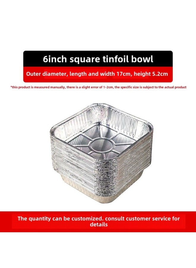 Air Fryer Special Tin Foil Baking Pan Oven Tin Paper Tray Household Disposable Aluminum Foil Tin Paper Bowl Wholesale-Color:6inch Square Plate - Image 1