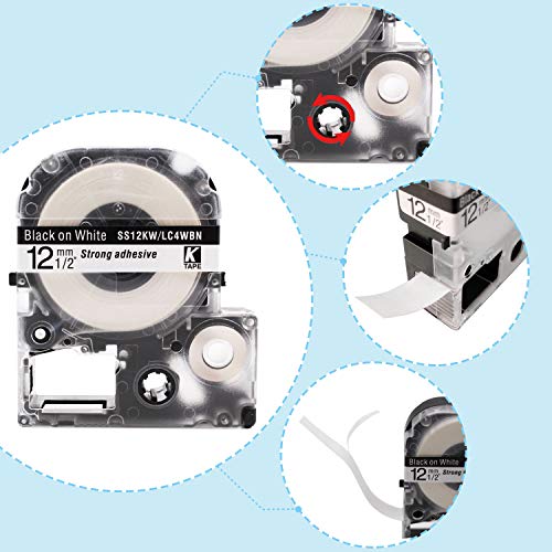 Absonic 2-Pack Compatible for LK-6WBN SS24KW LC-6WBN9 LK 24mm 0.94" Black on White Label Tape Cartridge Refills for LabelWorks LW600P LW700 LW900 LW1000P Label Maker, 1" x 26' - Image 4