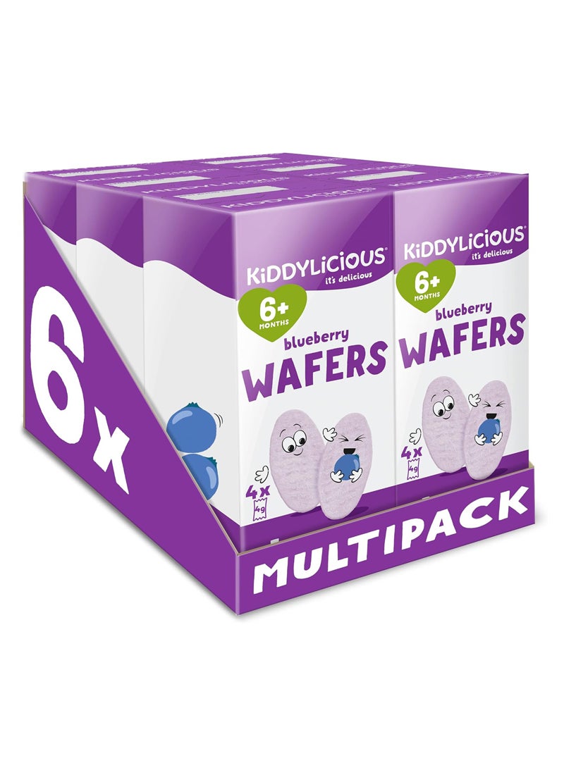 Kiddylicious Blueberry Wafers Baby Snack (Pack of 6 x 16g) | Gluten & Dairy Free Finger Food for Babies 6+ Months | Light, Crispy & Dissolvable Weaning Snack | No Artificial Colours or Preservatives - Image 1