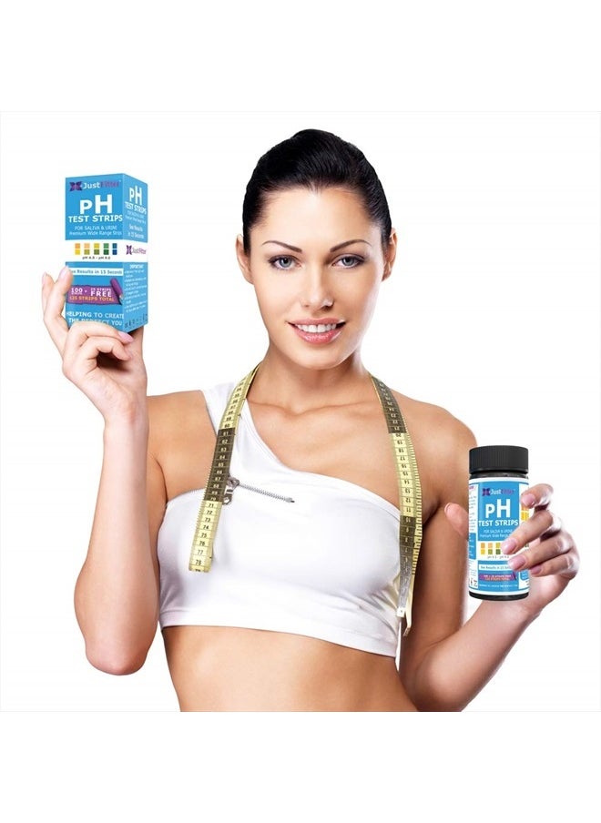 Just Fitter - pH Test Strips for Testing Alkaline and Acid Levels in The Body. Track & Monitor Your pH Level Using Saliva and Urine. Get Highly Accurate Results in Seconds. - Image 1