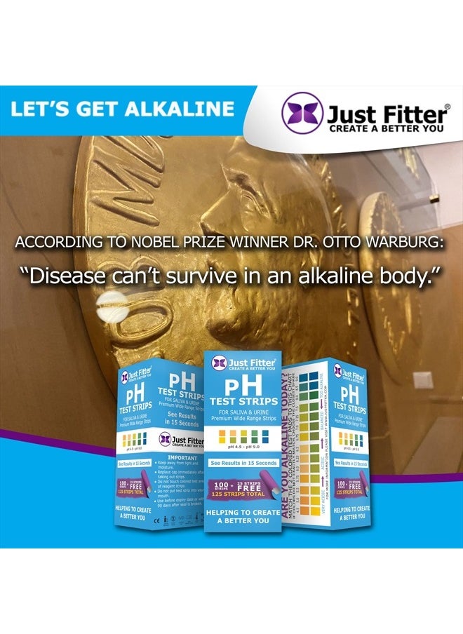 Just Fitter - pH Test Strips for Testing Alkaline and Acid Levels in The Body. Track & Monitor Your pH Level Using Saliva and Urine. Get Highly Accurate Results in Seconds. - Image 1