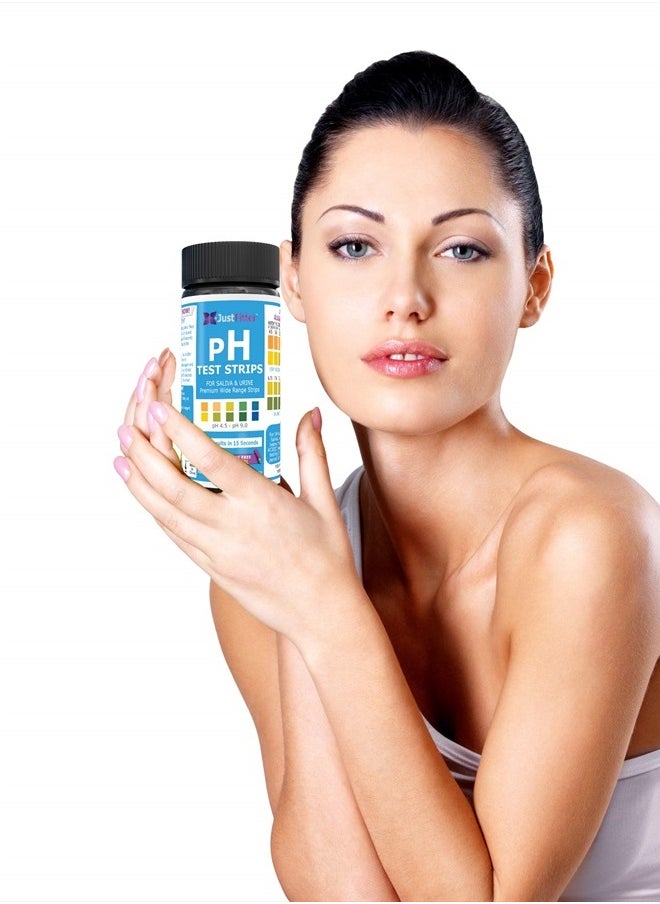 Just Fitter - pH Test Strips for Testing Alkaline and Acid Levels in The Body. Track & Monitor Your pH Level Using Saliva and Urine. Get Highly Accurate Results in Seconds. - Image 1
