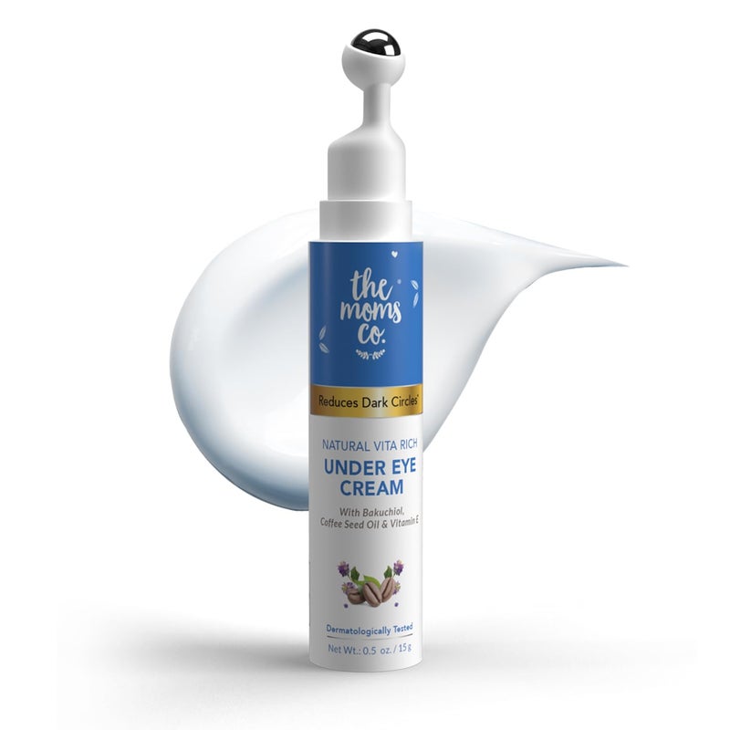 ذا مومز كو كريم فيتا ريتش الطبيعي تحت العين مع أسطوانة لتقليل الهالات السوداء والانتفاخات والخطوط الدقيقة مع زيت بذور الشيا وزيت القهوة وفيتامينات E وB3 (15 جم/0.5 أونصة) - Image 1