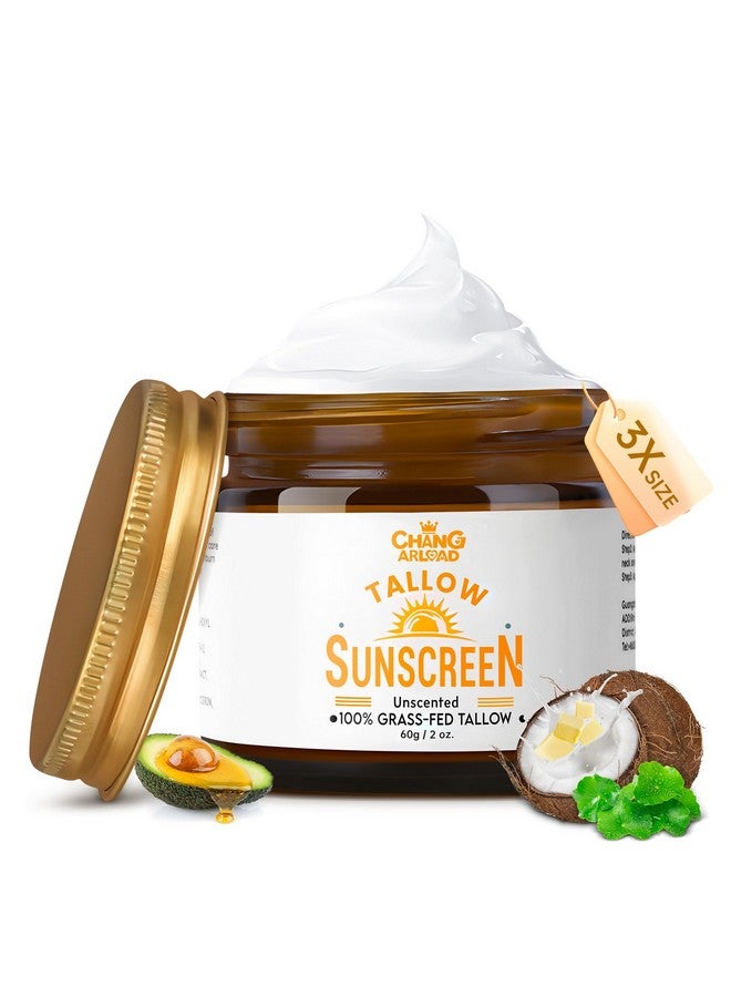 CHANGARLOAD Beef Tallow Sunscreen SPF 50 - 100% Organic Grass-Fed Beef Tallow Face Sunscreen with Hyaluronic Acid, Centella & Avocado - Natural Sunscreen No Chemicals - Ideal for Women, Sensitive & Baby Skin 60g - Image 1