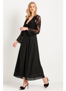 31770 Women's Black Tasseled Lacy Crepe Long Dressing Gown - pzsku/Z1516D73A8B36524326B5Z/45/_/1730369374/f62aa3ee-effa-4e09-9f2a-c6bd56fa7b4e