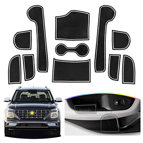 SKTU for 2020 2021 2022 2023 2024 2025 Hyundai Venue Door Slot Mat Non-Slip Interior Door Groove Gate Pad Fit 2024 2025 Venue Accessories Door Compartment Cup Center Console Liners (White) - Image 1