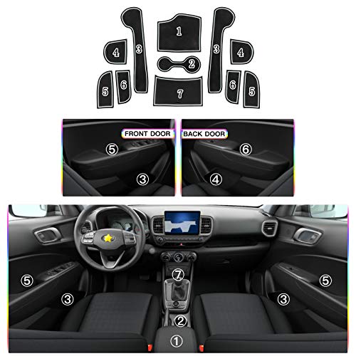 SKTU for 2020 2021 2022 2023 2024 2025 Hyundai Venue Door Slot Mat Non-Slip Interior Door Groove Gate Pad Fit 2024 2025 Venue Accessories Door Compartment Cup Center Console Liners (White) - Image 2