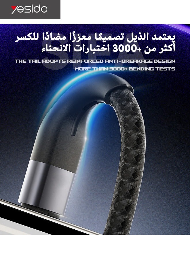 يسيدو كابل شحن سريع مزدوج من النوع C، يدعم الشحن السريع حتى PD 60 وات، سلك مجدول متين من النوع C، متوافق مع سلسلة iPhone 15، MacBook Pro Air، iPad Pro، Samsung، Xiaomi، Huawei، إلخ (1 متر) - Image 3