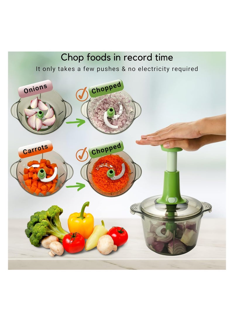 Generic - 1.5L Manual Food Processor - Salad Spinner Large Lettuce Spinner Kitchen Gadgets - Meat Masher - Express Hand Held Onion Chopper & Dicer for Baby Food, Garlic, Veggies - Image 1