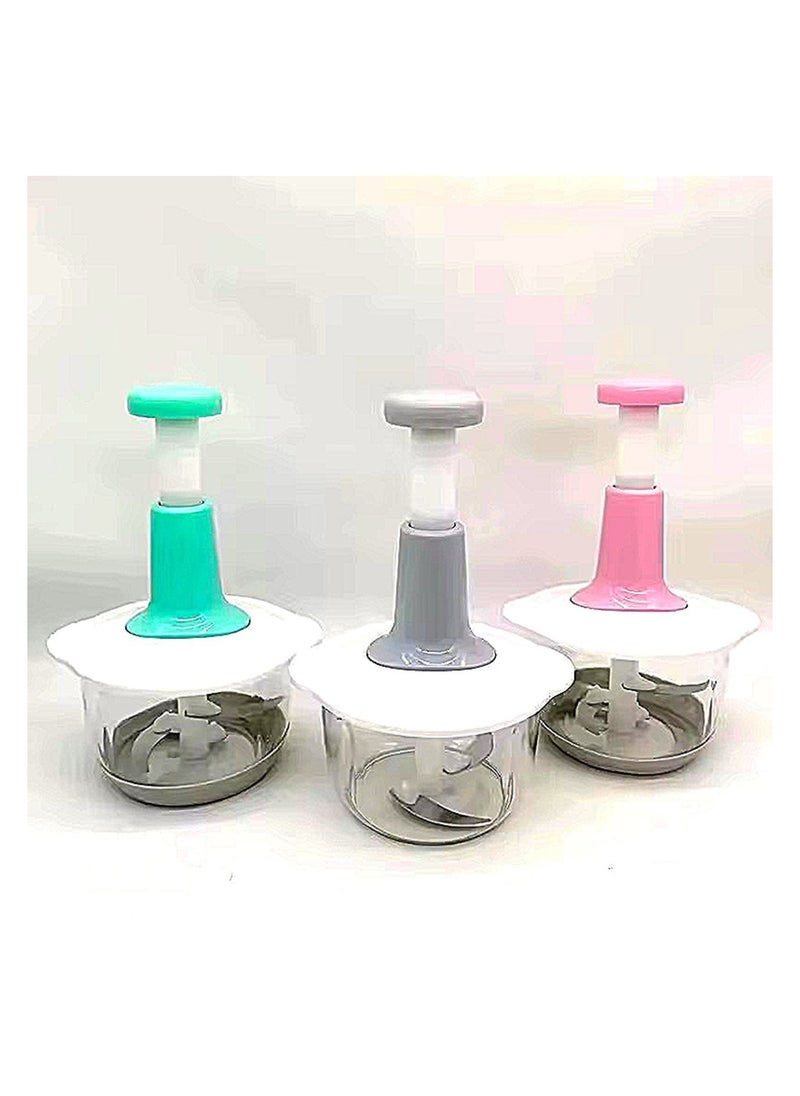 Generic - 1.5L Manual Food Processor - Salad Spinner Large Lettuce Spinner Kitchen Gadgets - Meat Masher - Express Hand Held Onion Chopper & Dicer for Baby Food, Garlic, Veggies - Image 1