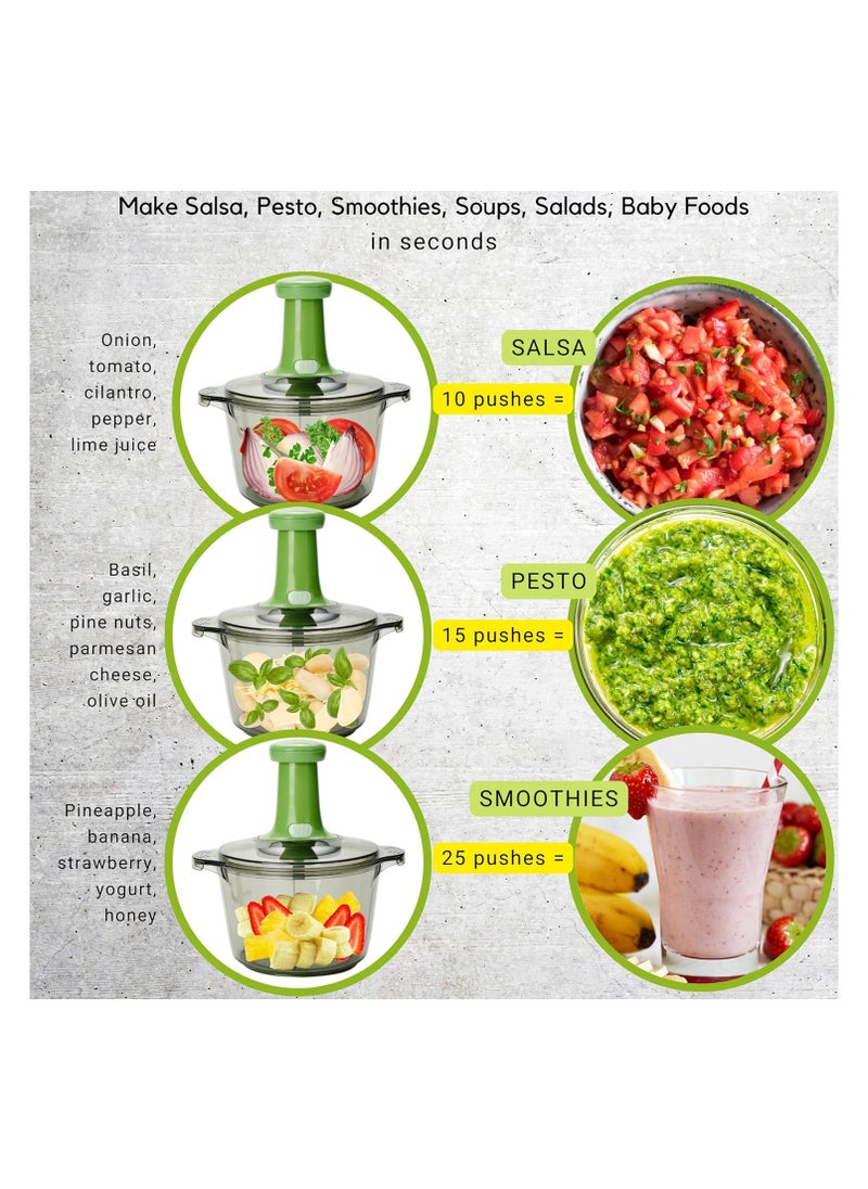 Generic - 1.5L Manual Food Processor - Salad Spinner Large Lettuce Spinner Kitchen Gadgets - Meat Masher - Express Hand Held Onion Chopper & Dicer for Baby Food, Garlic, Veggies - Image 1