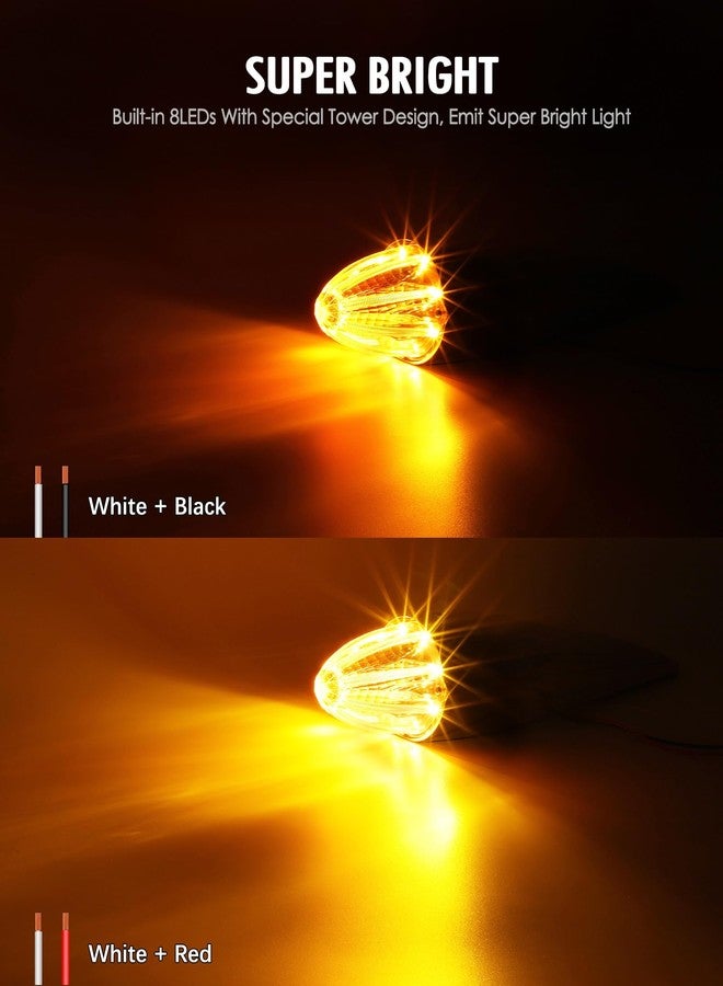 Partsam 5PCS Amber Torpedo Cab Marker, Chrome Roof Running Lights Assembly, 10 LED Super Bright Top Clearance Lights Compatible with International/Peterbilt/Freightliner/Mack, DOT Compliant - Image 2