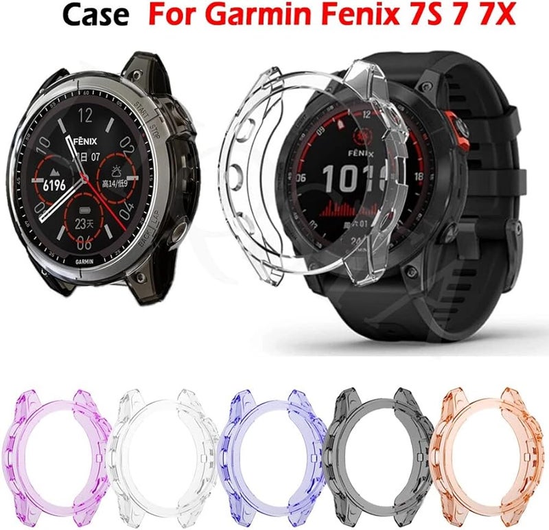 Black Soft TPU Case For Garmin Fenix 7 Silicone Bumper Frame Cover - Image 1