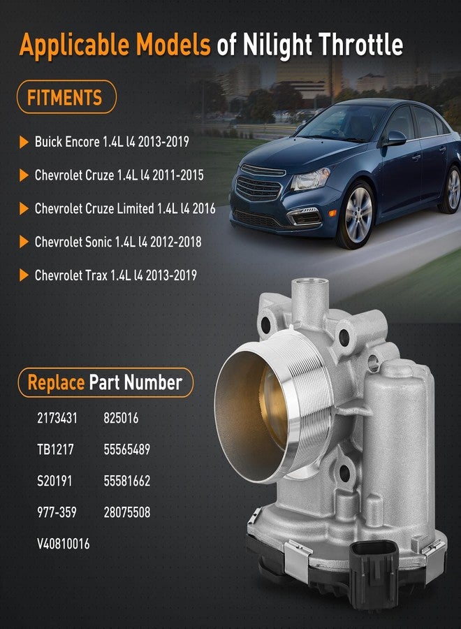 Nilight Electronic Throttle Body 55565489 fits for Buick Chevrolet Vehicles, Buick Encore 2013-2019, Throttle for Chevy Cruze 2011 2012-2016, Sonic 2012-2018, Trax 2013 2014 2015 2016 2017 2018 2019 - Image 2