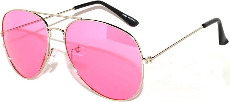 OWL Classic Aviator Style Sunglasses Pink Tint Lens Metal Silver Frame for Women UV400 Protection - Image 5