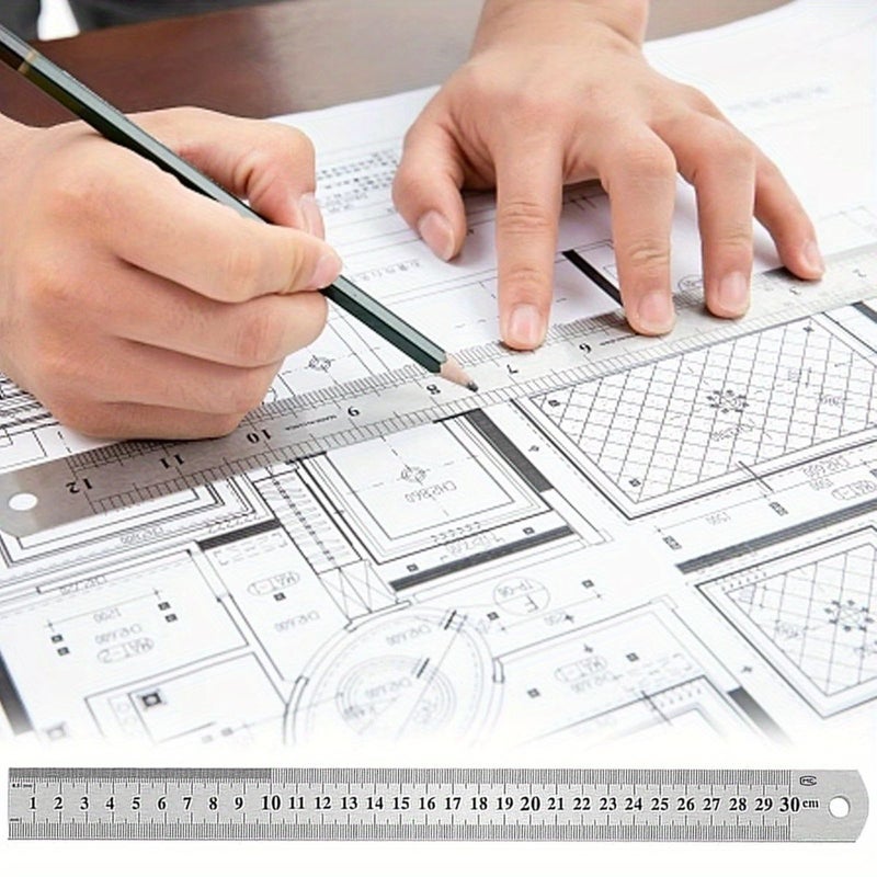 12 Pcs Stainless Steel Ruler Double Sided 4 6 8 12 Inch 3 Each Size - Image 1
