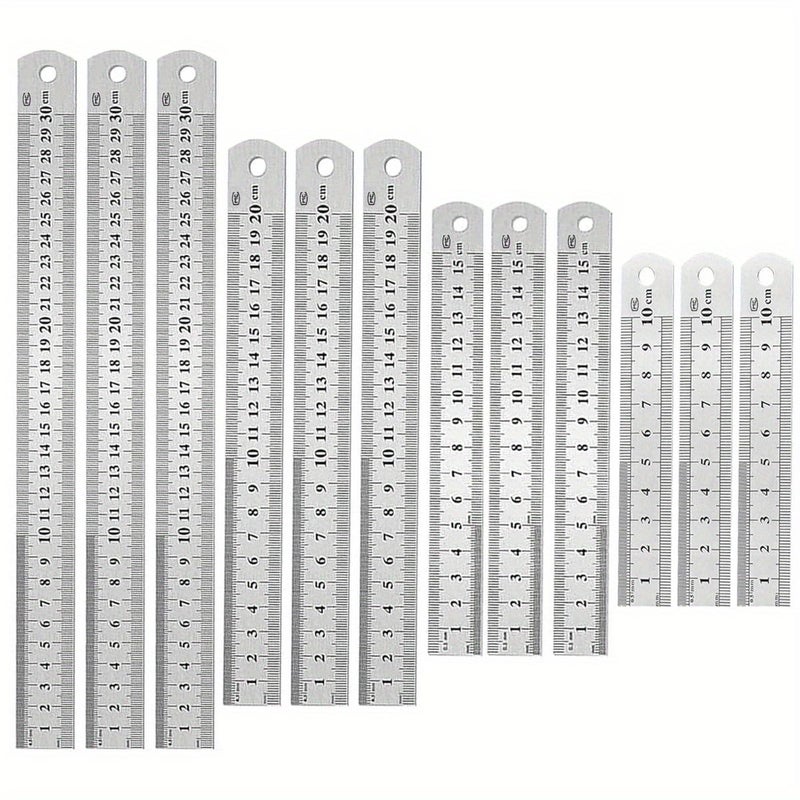 12 Pcs Stainless Steel Ruler Double Sided 4 6 8 12 Inch 3 Each Size - Image 3