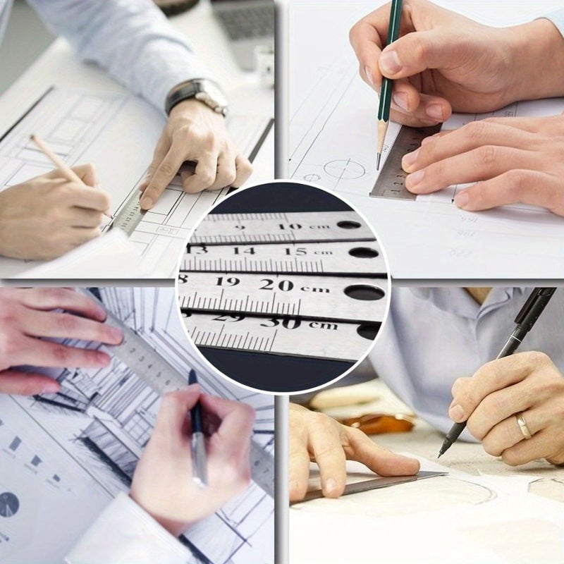 12 Pcs Stainless Steel Ruler Double Sided 4 6 8 12 Inch 3 Each Size - Image 2