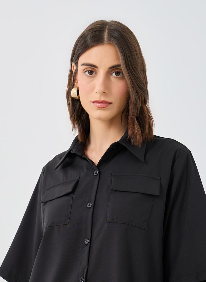 Take Two Styli Solid Pocket Short Sleeve Shirt and Pants Co-Ords - Image 3