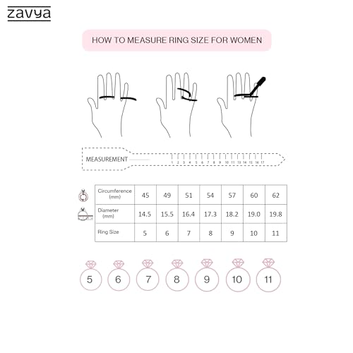 ZAVYA 925 Sterling Silver Ring for Women | Rhodium Plated, Adjustable | Gift for Women & Girls | With certificate of Authenticity and 925 Hallmark - Image 5