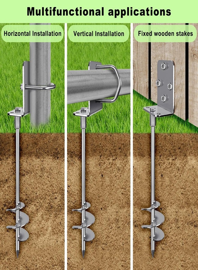 Insaga Multi-Purpose Ground Anchors Screw in, Wider Spiral Earth Anchors, Fully Welded Mobile Home Anchors for Trampolines, Swing Sets, Carports and More, 18'' Set of 4 - Image 2