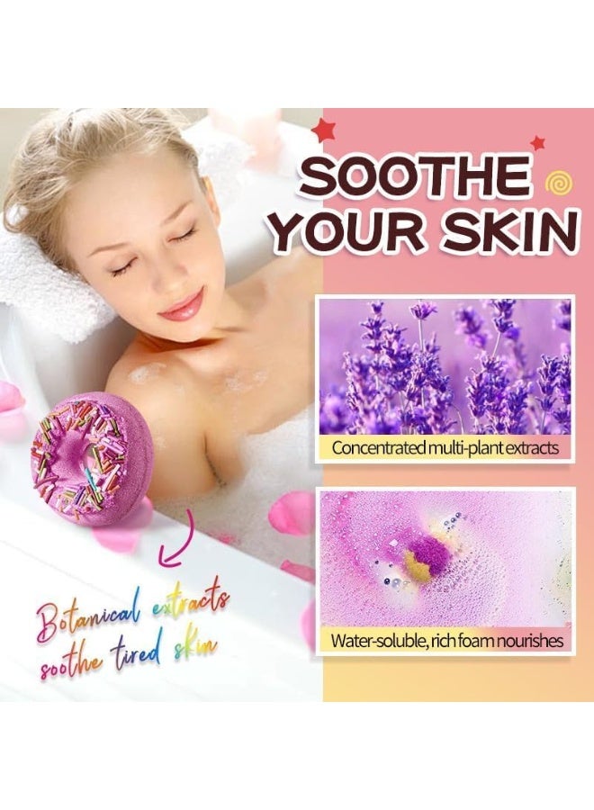 مجموعة هدايا قنابل الاستحمام على شكل دونات للنساء والبالغين والأطفال، رغوة حمام الفقاعات للبالغين، مجموعة هدايا عيد الأم والمرأة - Image 3