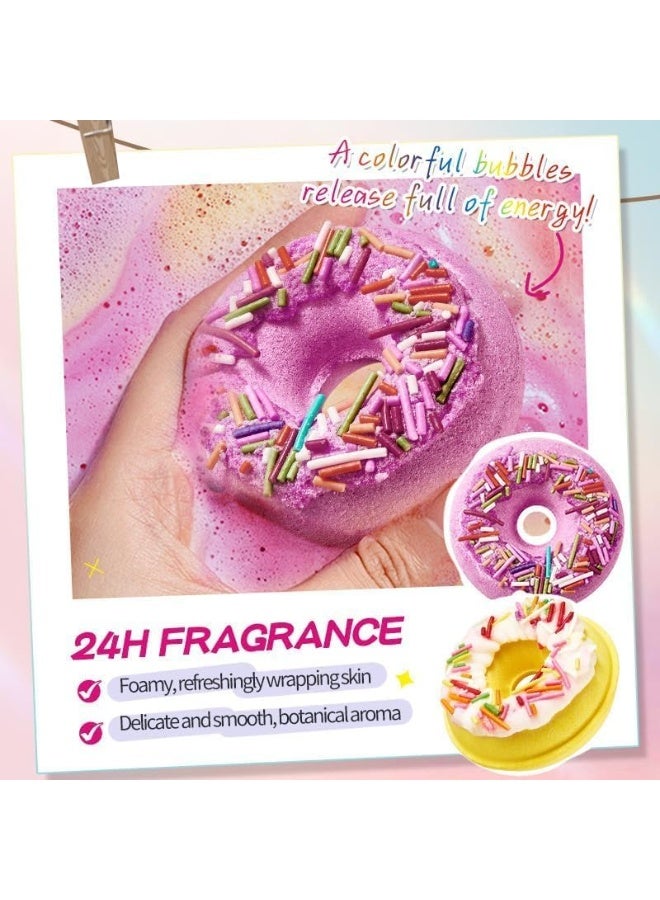 مجموعة هدايا قنابل الاستحمام على شكل دونات للنساء والبالغين والأطفال، رغوة حمام الفقاعات للبالغين، مجموعة هدايا عيد الأم والمرأة - Image 4